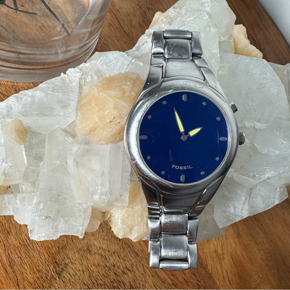 Fossil Rare Vintage Big Tic Blue Quartz Animated Watch